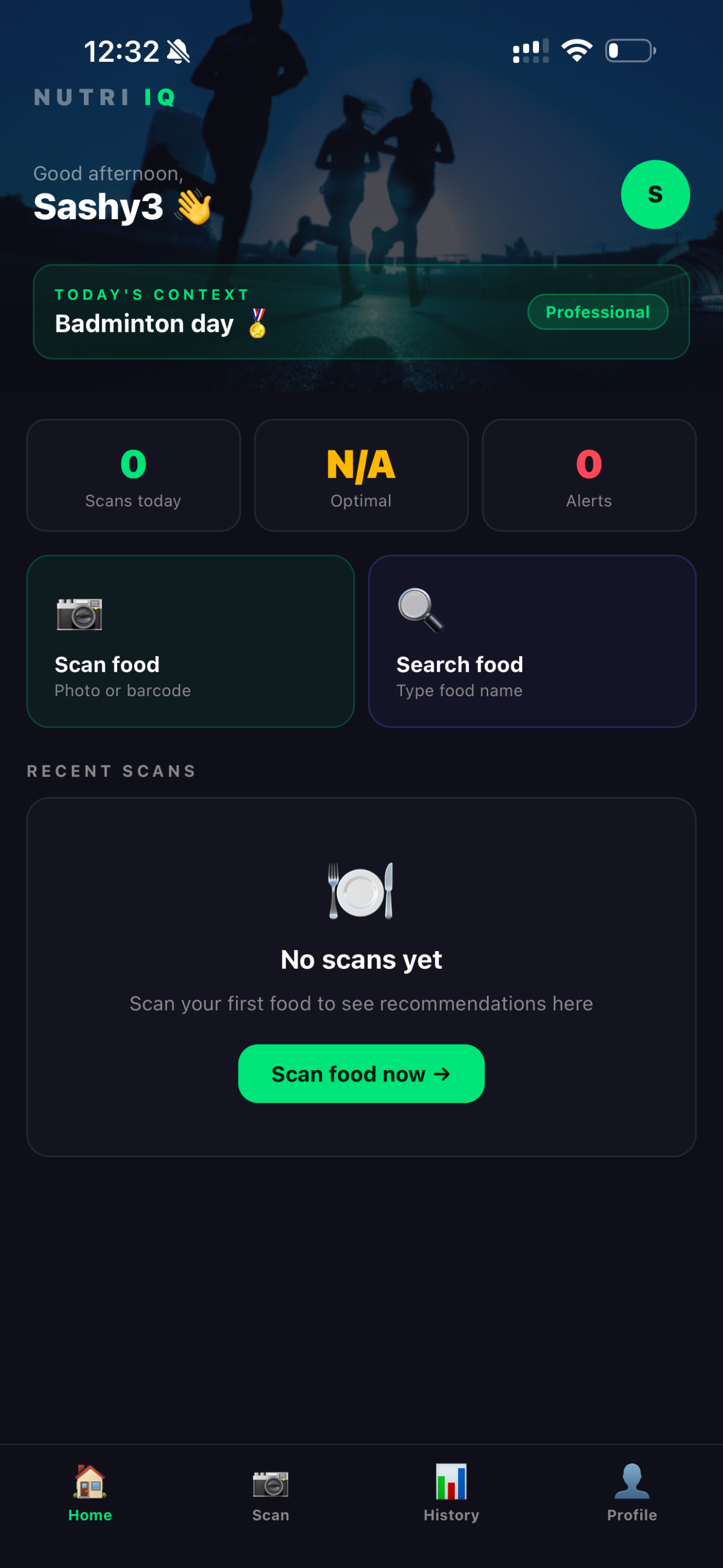Nutri IQ Home Screen